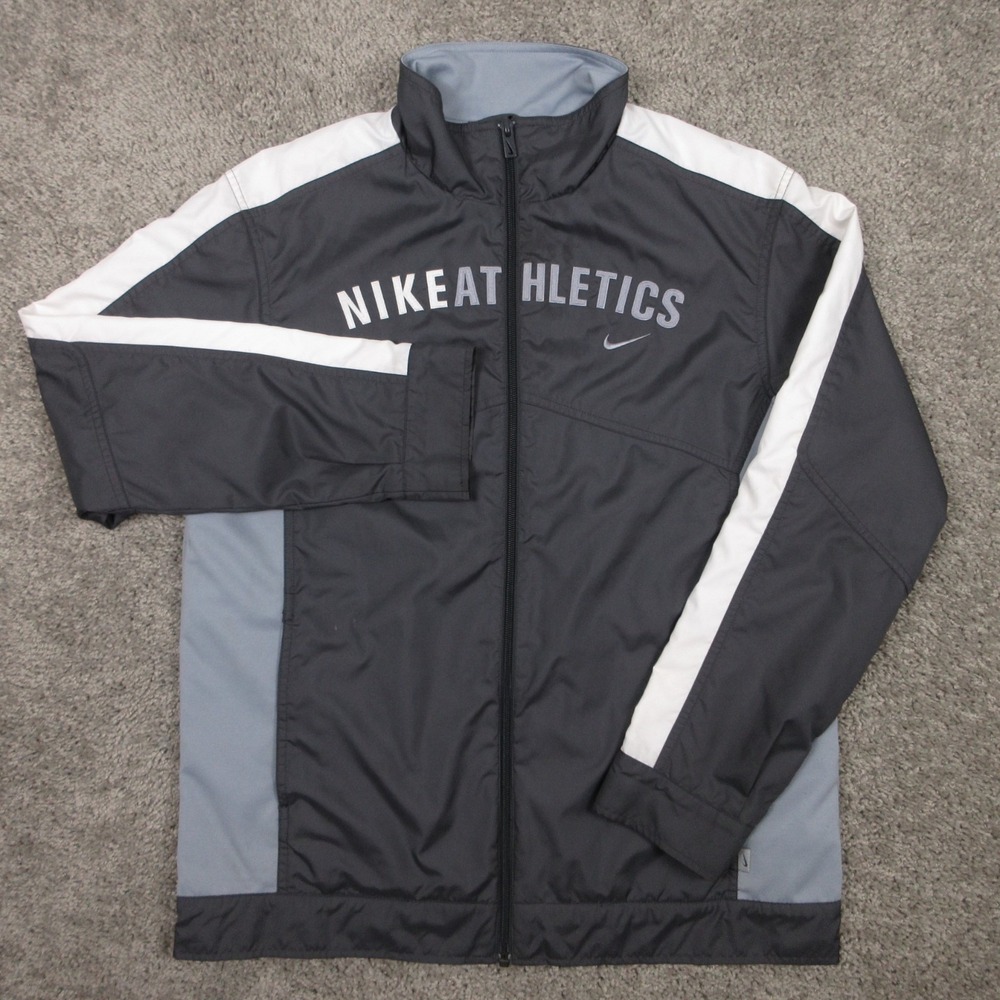 Vintage Nike Jacket Boys XL (18-20) Gray Athletics Windbreaker Silver Tag Y2K